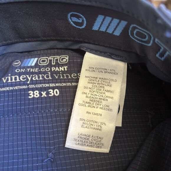 Lot 2 Vineyard Vines On The Go OTG Pants Men 38 X 30 Blue and Grey Outdoors Golf - Picture 11 of 16